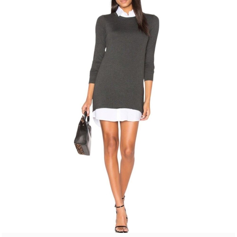 BAILEY 44 Cher Sweater Dress Anthracita Gray‎ Layered Look Size M Modern Chic